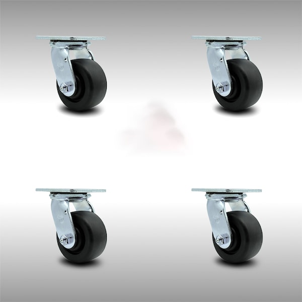 4 Inch SS Polyolefin Swivel Caster Set with Ball Bearing and Swivel Lock SCC